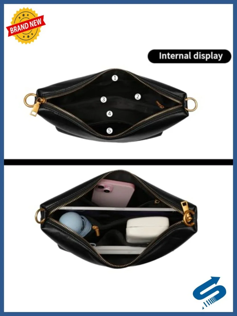 Soft Slouchy Vegan Leather Shoulder Hobo Bag with Crossbody Strap
